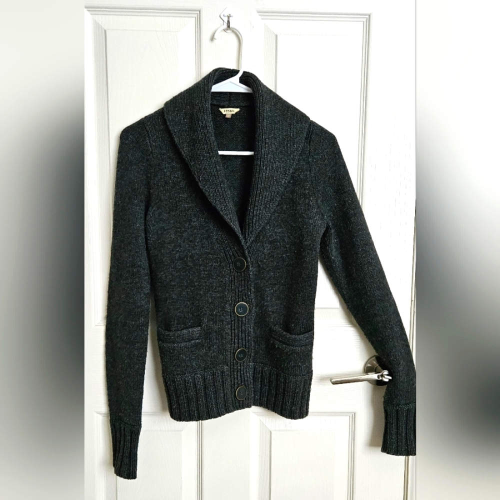 Fossil | Gray wool button up cardigan
